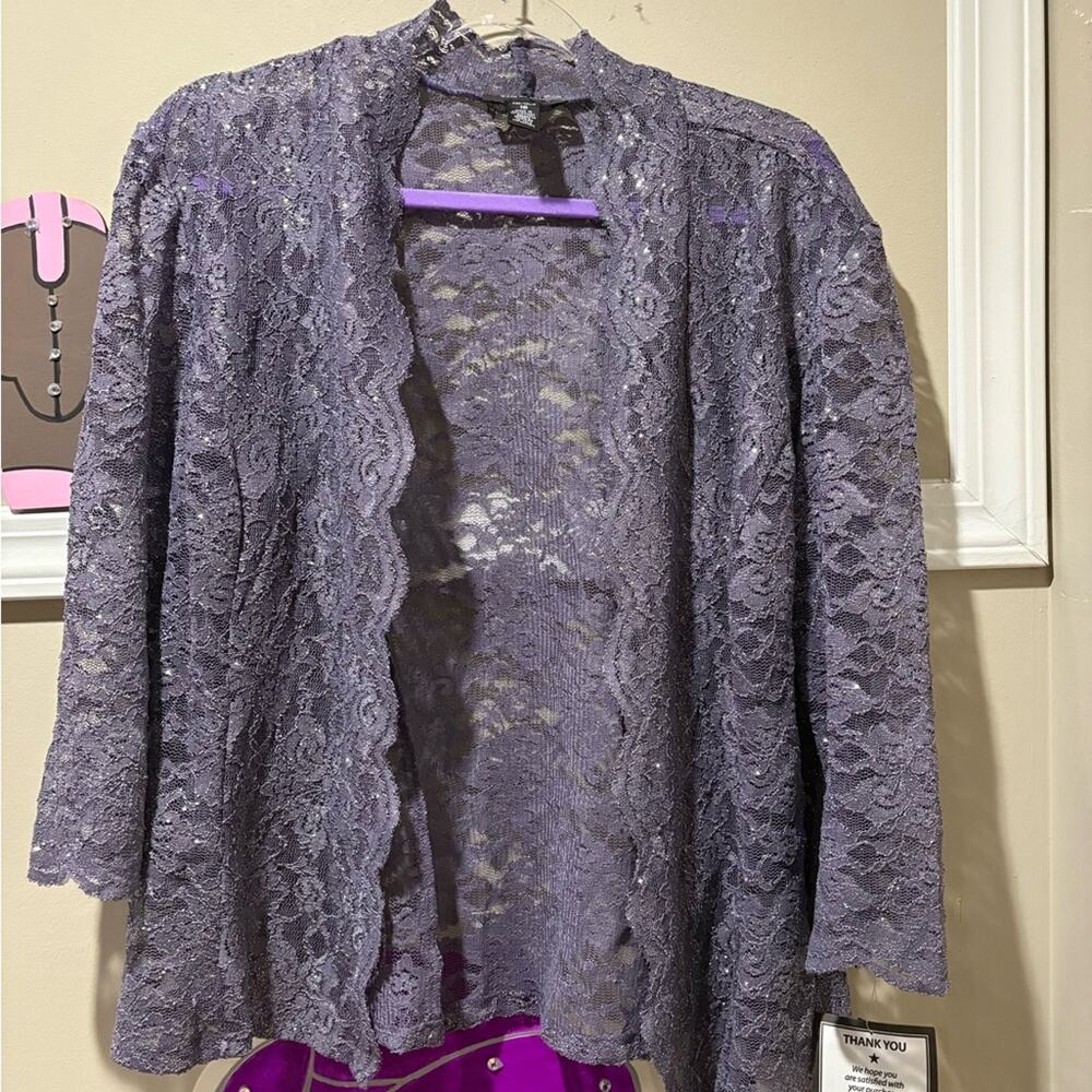 R &‎ M Richards Lavender Women's Cardigan